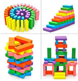 3902 - 100 Pcs/Set Colorful Dominoes Wooden Blocks Children Early Educational Play Toy