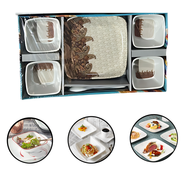 AM0325 White Square Lotus Melamine 12 PCS Dinner Set