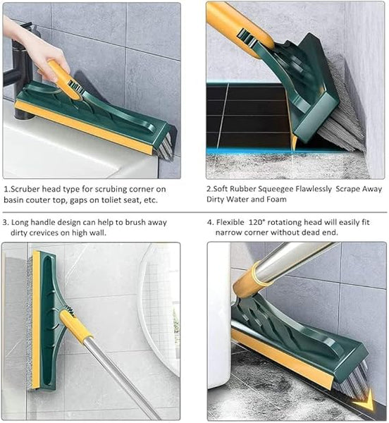 2 in 1 Bathroom Floor Cleaning Brush with Wiper