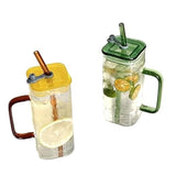 AM3718 Square Mason jar Glass Cups with Lids and Straws 380ml 1 Psc