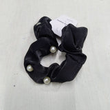 AM1289 Stone Scrunchies Silvermerc Designs Set Of 1 Pearl Hair Scrunchies Black Pack Of 1