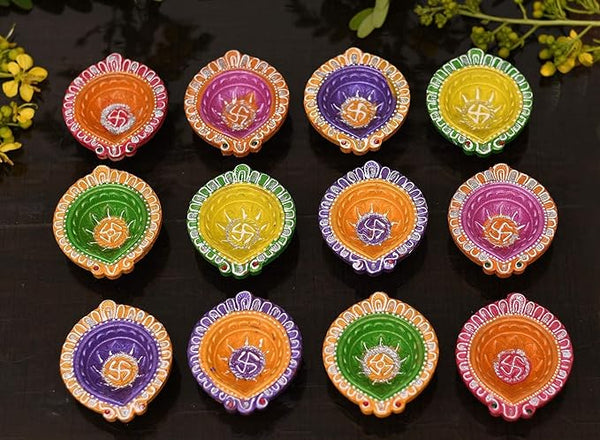 AM0210 Handmade Decorative Diyas For Diwali Decoration ( 12 Pcs)