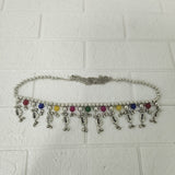 Di0046 Oxidized Silver Dangler Kamarbandh with Colorful Beads and Cowrie Shells (Multidesign)
