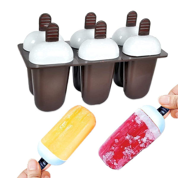 1148 Plastic Ice Candy Maker Kulfi Maker Moulds Set with 6 Cups (Multicolour)