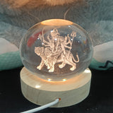 AM5926 3D Crystal Ambaji Mata Ball Night Light with Wooden Base