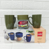 Di0246 Cello Glassware Glorious Gift Set -3-Piece Gift Set | 2 Coffee Mugs (280ml) + 1 Glass Jar (500ml)
