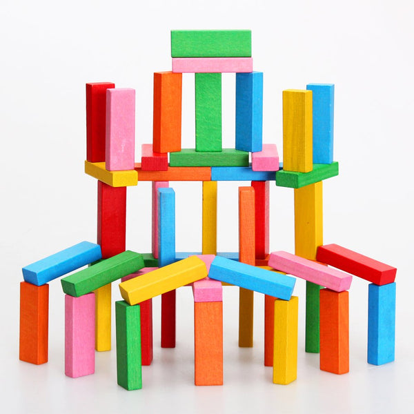 3902 - 100 Pcs/Set Colorful Dominoes Wooden Blocks Children Early Educational Play Toy