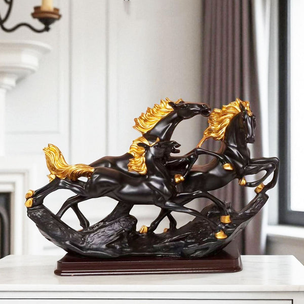 AM5935 Galloping Wild Horses Statue - Elegant Decor and Powerful Symbol