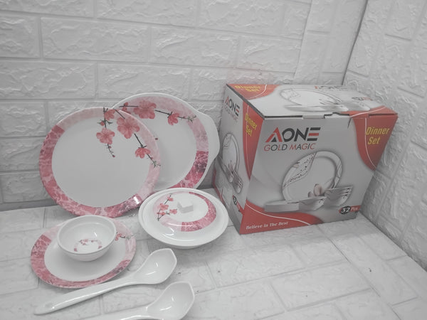 AM3774 Aone Gold Magic dinner set Light Weight Dinner Set of 32 Pcs