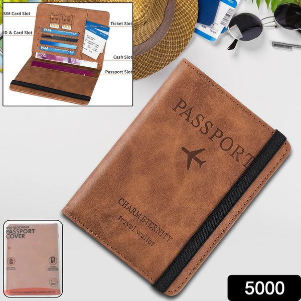 5000 Passport Holder Cover PU Leather Travel Wallet case (1 Pc / 15×11 Cm)