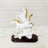 AM6135 Small Standing On Mountain Horse Showpiece, Double Horse Showpiece for Home, Table, Office