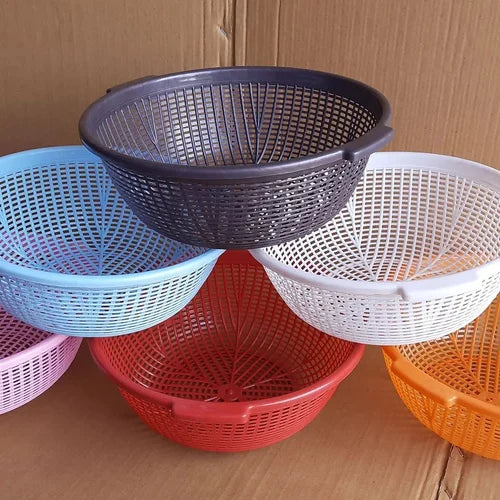 3731 Baskets for Fruits and Vegetables/Multipurpose Storage Basket/Unbreakable Round Plastic Basket - Multicolor