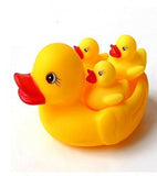 AM0305 Duck Squezze Toy Mother Duck with Three Kids Duckies Water Pool Tub Bathing Toy Set, (Duck Family 4 in 1 Toy)