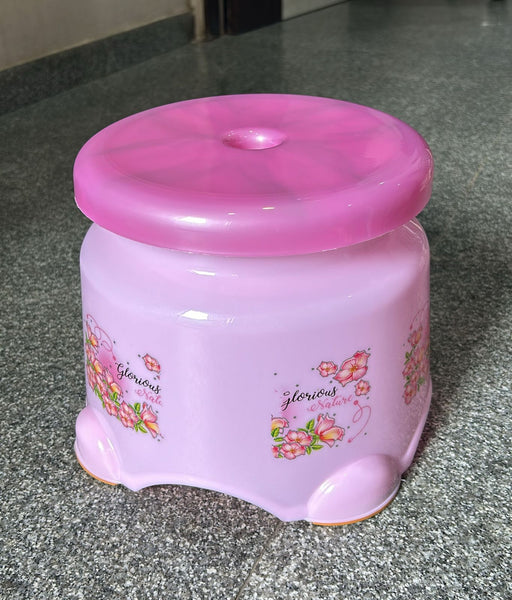 3781 Round Printed Plastic Bathroom Stool (Pink)