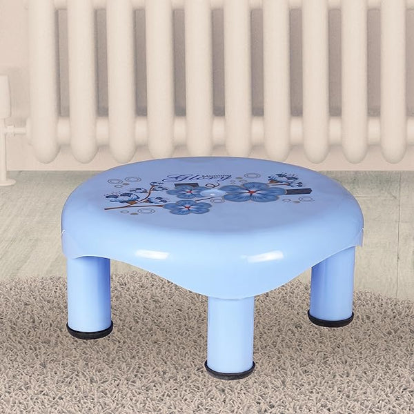 3784 Round Printed Plastic Sitting Bathroom Patla Living-room Kitchen Home Garden (Blue)