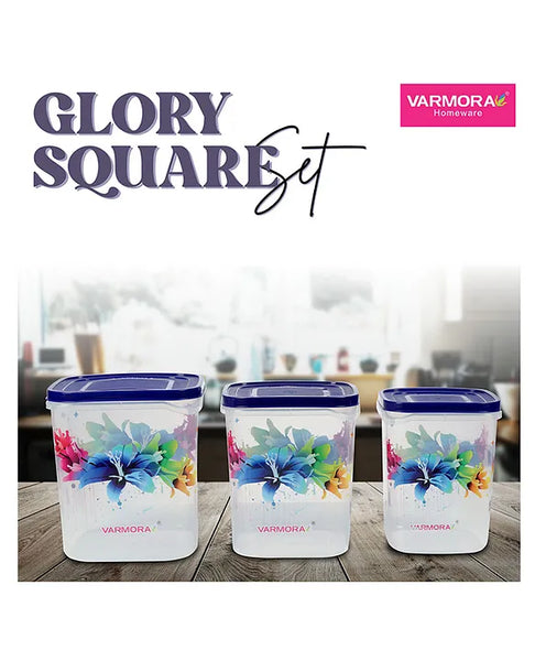 AM3399 Varmora Glory Square Flower Container 5, 7, 10 Ltr Set Of 3 Pieces