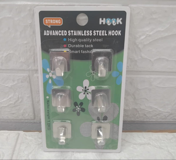 AM3709 Self Adhesive Stainless Mini Hooks 6 Pieces