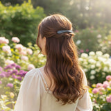 AM6395 Sleek Black & Grey Snakeskin Patterned Hair Barrette / Clip