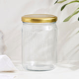 AM6211 Salsa Glass Jar 500ml - Golden Metal Cap Airtight Lid Transparent Jar 1 Pcs