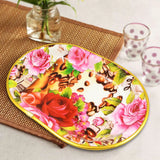 10146 Plastic Flower Printed Design Serving Tray (3 Pcs Set / Mix Color)