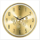AM5947 The Moving Hour Luxury Designer Analog Gold Wall Clock with Moving Gear Mechanism