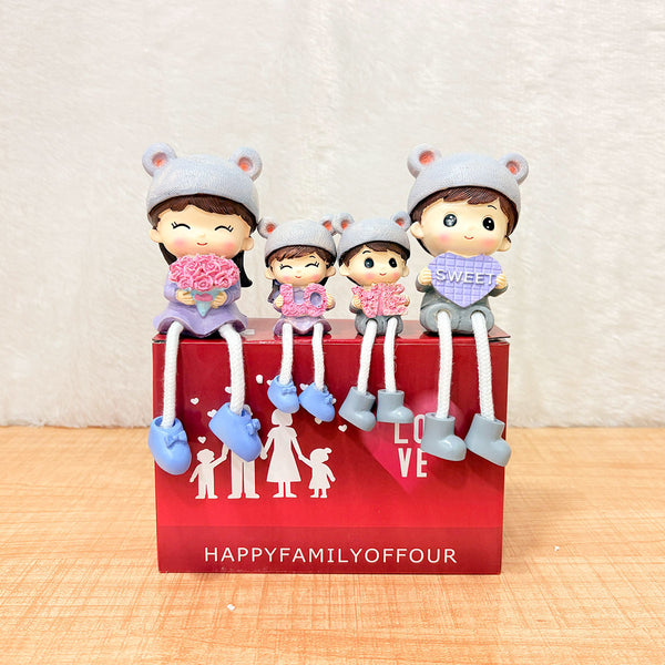 TM0023 Happy Family of Four Resin Dangling Legs Showpiece