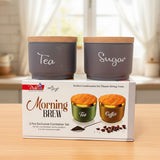 TM0081 Morning Brew 2-Piece Matte Grey Tea, Coffee, and Sugar Container Set