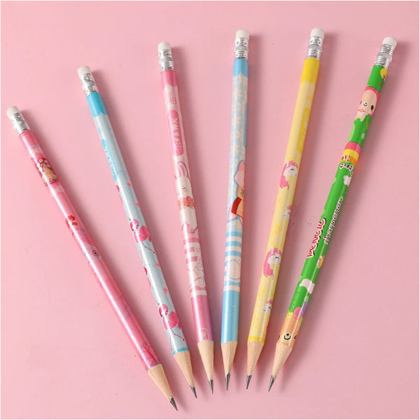 AM0099 Cartoon Printed Pencils With Top Eraser - Set Of 30