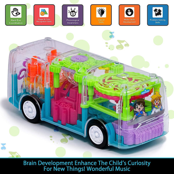 AM0133 3D Light & Musical Sound Gear Bus with 360 Degree Rotating Battery Operated Toys