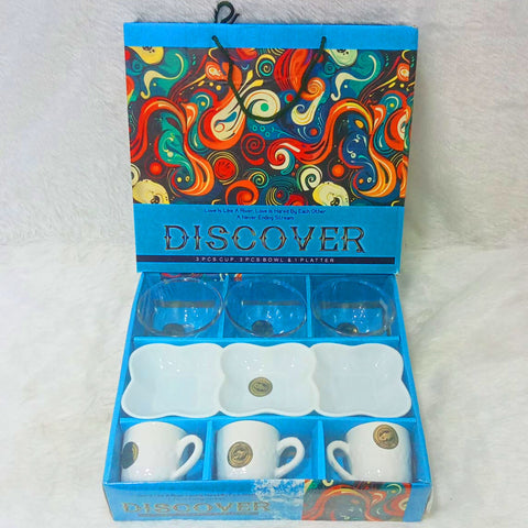 Di0352 Discover 7-Piece Tea & Snacks Set with Cups, Bowls & Platter