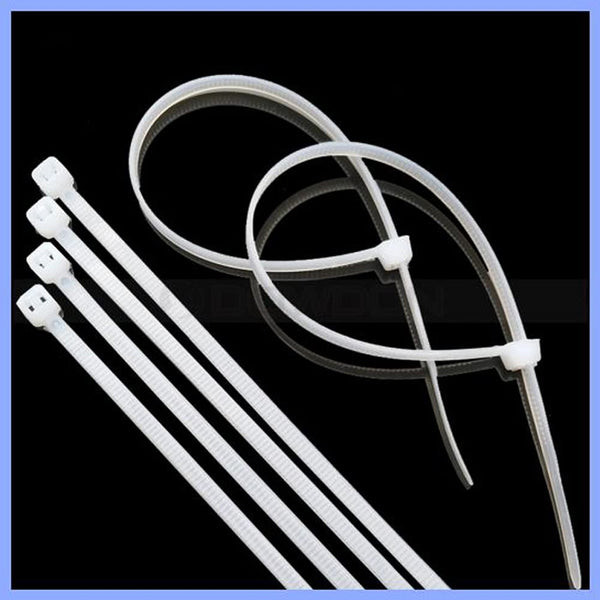 AM5893 White Self locking Nylon Cable Tie - 6 Inch (Pack of 100pcs)