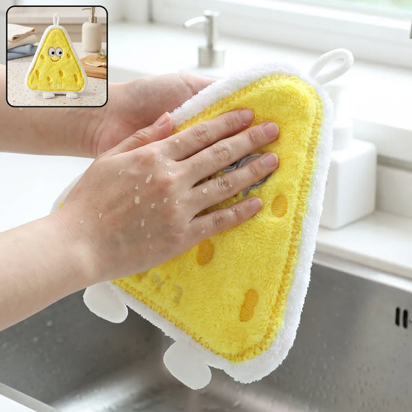 A06903 Cartoon Microfiber Hanging Hand Towel Quick Dry Kitchen Wipe Cloth (1 Pc)