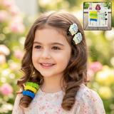 AM6375 Mix Colorful Fuzzy Hair Elastics and Cartoon Animal Hair Clip Set for Girls
