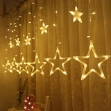 3385 12 Stars LED Curtain String Lights with 8 Flashing Modes (Warm White)