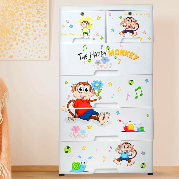 18954 Kid's Plastic Chest of 6 Drawers, Multi-Purpose Storage Organizer/Wardrobe for Kids