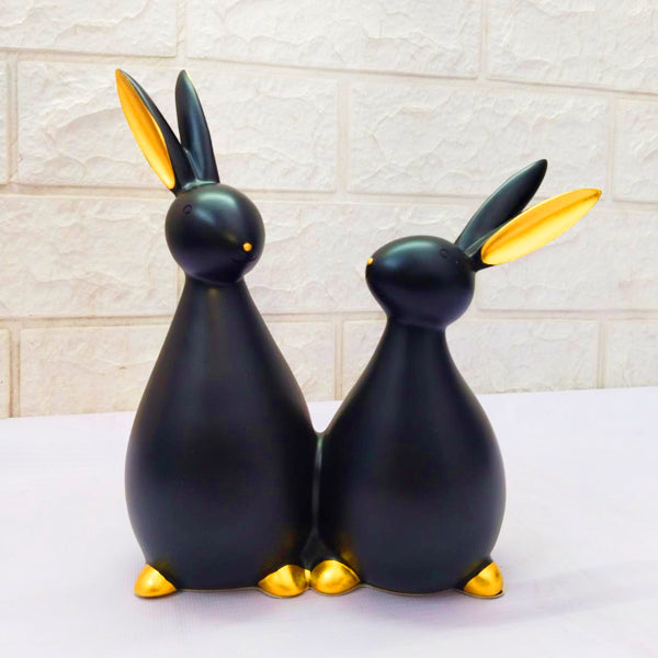 AM5366 2 Rabbits Pair Sitting Figurine Home Decoration Showpiece - Pack of 1 Rabbit pair