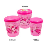 3684 Round Container Set Flower Print ( 1kg, 2kg, 3kg )