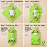 A08135 Cute Frog Design Soft Microfiber Hooded Baby Bath Towel & Wrapper