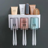 AM6481 3 Glass Toothbrush Holder with Dual Cups and Organizer