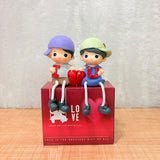 TM0022 Sitting Boy & Girl Love Dolls with Dangling Legs Showpiece