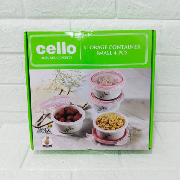 Di0238 Cello Opalware Storage Container Small with Lid – 4 Pc