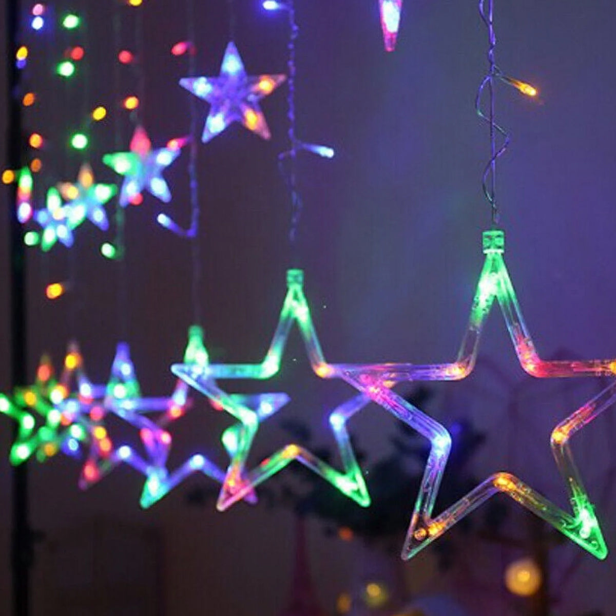 Di0067 10 Fairy Stars LED Lights with Flashing Modes - 5x5 (Multicolou ...