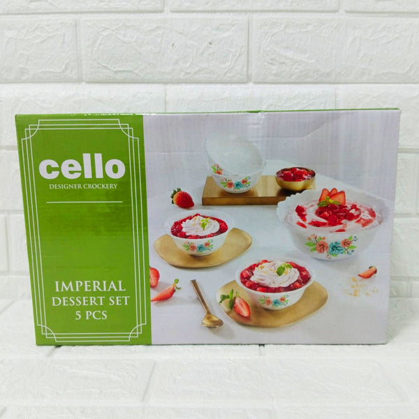 Di0211 Cello Dessert Set - 5-Piece Bowls - 1 Serving Bowl with 4 Dessert Bowls