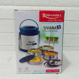 Di0174 Rishabh Sivana 3 Thermo Steel Lunch Box with Virgin Plastic Outer Case