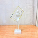 TM0016 Modern Abstract Ceramic Figure with Gold Geometric Frame Sculpture