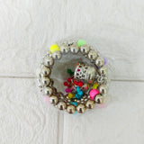 Di0215 Little Girl's Oxidized Silver Bracelet with Multicolor Beads & Jhumki Charms