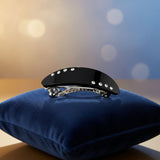 AM6390 Elegant Black Oval Rhinestone Hair Clip - Sparkle Snap Barrette