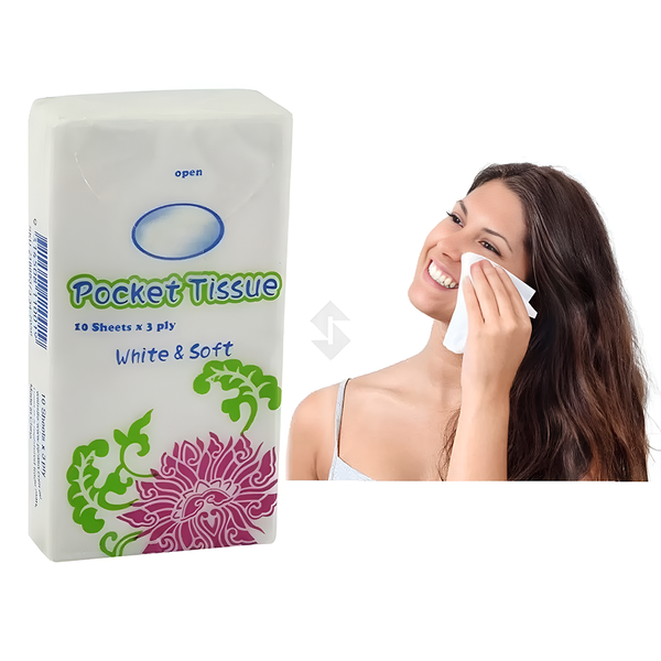 AM6724 White & Soft Pocket Tissue Paper Hanky - 10 sheets