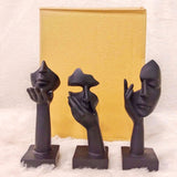 AM6227 Black Thinker Abstract Face Sculptures (No.1) – Set of 3pcs