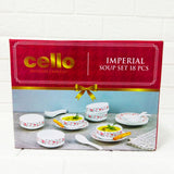 Di0228 Cello Soup Set 18-Piece Designer Crockery - Soup Bowls, Spoons & Plates